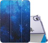 MoKo Case Fit New iPad Mini 6 2021 (6th Generation, 8.3-inch) - Slim Lightweight Hard Clear Back Shell Stand Cover with Translucent Frosted Back Protector, with Auto Wake/Sleep, Marble Gold Purple