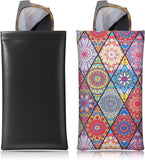 MoKo Glasses Case (2 Pack), Portable Leather Soft Sunglasses Case for Women Men