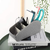 MoKo Remote Control Holder, Leather TV Remote Organizer Remote Caddy Desktop Organizer 5 Compartments for Remote Controllers, Office Supplies, Media Accessory Storage & Organizer - Dark Gray