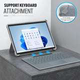 MoKo Case Fits Microsoft Surface Pro 8 13" Touchscreen 2021 Release Tablet - All-in-One Protective Rugged Cover Case with Hand Strap & Compatible with Type Cover Keyboard, Light Gray