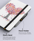 MoKo Case Compatible with Samsung Galaxy Tab A7 10.4 Inch Model (SM-T500/505/507), Full-Body Hard Back Cover 90 Degree Rotating Adjustable Stand Cover Case with Auto Wake/Sleep Function, Love Tree