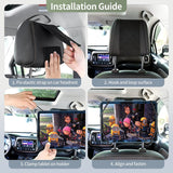 MoKo Car Headrest Tablet Mount, Car Back Seat Tablet Holder Stand for Kids丨Adjustable Universal Tablet Holder for All 7"-11" Tablets, Compatible with iPad 9 10.2"/Pro 11"/ Mini 6, Air 4, Switch, Black