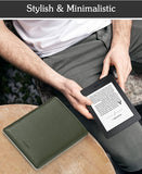 MoKo Sleeve Bag Fits Kindle Voyage, Kindle Paperwhite 11th Gen 2021, All-new Kindle 2019, Ultra Slim Anti-scratch PU Leather Case Cover Soft Felt Lining Protective Insert Carrying Pouch,Midnight Green