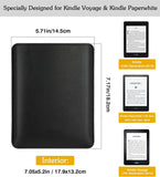 MoKo Sleeve Bag Fits with Kindle Voyage, Kindle Paperwhite 11th Gen 2021, All-New Kindle 2019, Ultra Slim Anti-Scratch PU Leather Case Cover Soft Felt Lining Protective Insert Carrying Pouch, Black