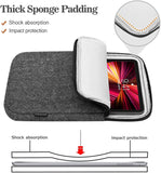 MoKo 9-11 Inch Tablet Sleeve Bag, Wool and Polyester Pouch Cover Case Fits Tab S8 11", iPad Pro 11 2021-2018, iPad 9/8/7th Gen 10.2, iPad Air 4 10.9, iPad Air 3 10.5, iPad 9.7, Black & Gray