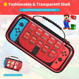 MoKo Carrying Case for Nintendo Switch OLED Model 2021/Switch, Protective Cover Case Hard Shell Travel Bag with 10 Game Card Slot Compatible with Nintendo Switch OLED Accessories, Black & Red