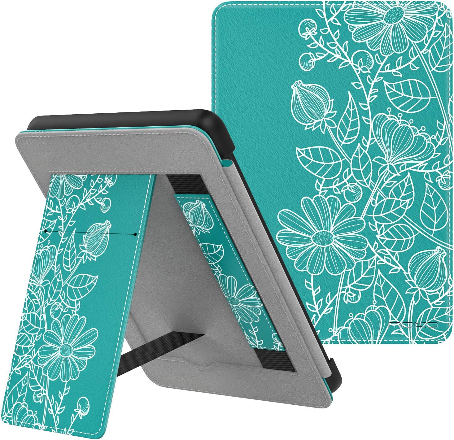 Custodia Universale Per EBook Reader 6-7 Pollici - Stand Cover Con Cinturino, Blu Marmo - Foto 6