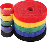 MoKo Cable Ties Reusable, 5 Rolls Fastening Tape with Hook and Loop Nylon Cable Straps Organizer, 30 Foot Wire Cord Tape Fastening Straps for Cable Management TV, Computer, Home/Office - 5PCS x 2M