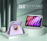 MoKo Rotating Case for iPad Mini 6 with Pencil Holder (6th Generation 8.3 inch 2021), Soft TPU 360 Rotatable Transparent Back Shell Smart Cover for iPad Mini 6 2021, Auto Wake/Sleep,Taro Purple