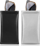 MoKo Glasses Case (2 Pack), Portable Leather Soft Sunglasses Case for Women Men