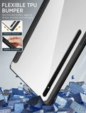 MoKo Case Fits Samsung Galaxy Tab S8 + 12.4 2022 (SM-X800/X806) / Tab S7 FE 12.4-Inch 2021 / Tab S7 Plus 12.4 2020 with S-Pen Holder, Transparent Back Tablet Cover with Auto-Wake, Black