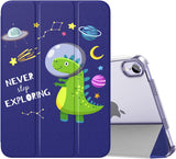 MoKo Case Fit New iPad Mini 6 2021 (6th Generation, 8.3-inch) - Slim Lightweight Hard Clear Back Shell Stand Cover with Translucent Frosted Back Protector, with Auto Wake/Sleep, Marble Gold Purple