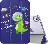 MoKo Case Fit New iPad Mini 6 2021 (6th Generation, 8.3-inch) - Slim Lightweight Hard Clear Back Shell Stand Cover with Translucent Frosted Back Protector, with Auto Wake/Sleep, Marble Gold Green