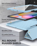MoKo Case Fit Samsung Galaxy Tab S6 Lite 10.4 2022 (SM-P613/P619) & 2020 (SM-P610/P615), [Built-in Screen Protector] Full-Body Trifold Stand Cover Case with Auto Sleep/Wake & Pencil Holder - Black