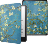 MoKo Case for 6.8" Kindle Paperwhite (11th Generation-2021) and Kindle Paperwhite Signature Edition, Light Shell Cover with Auto Wake/Sleep for Kindle Paperwhite 2021 E-Reader, Green Dinosaur on Blue