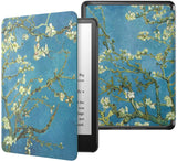 MoKo Case for 6.8" Kindle Paperwhite (11th Generation-2021) and Kindle Paperwhite Signature Edition, Light Shell Cover with Auto Wake/Sleep for Kindle Paperwhite 2021 E-Reader, Blue & Pink Flower
