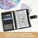 MoKo Budget Binder with 12-Pack Clear Cash Envelopes Pockets, Protective A6 Loose-Leaf PU Leather Notebook Binder Cover Folder Budgeting Planner with 12PCS Budget Sheet, Black