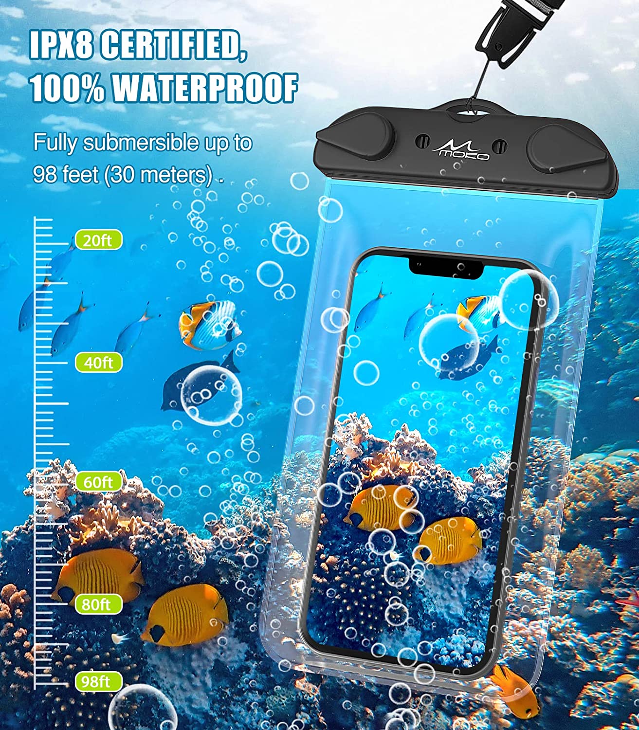 MoKo Waterproof Phone Pouch 2-Pack Compatible with iPhone 13 Pro Max, Mokodirect MoKo Waterproof Phone Pouch 2-Pack Compatible with iPhone 13 Pro Max, Mokodirect