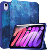 MoKo iPad Mini 6 Case with Pencil Holder (8.3 Inch,2021 Model), iPad Mini 6th Generation Case [Apple Pencil 2nd Charging], Trifold Stand Smart Case with Soft TPU Back, Auto Sleep/Wake, Blue Sky Star