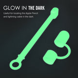 MoKo Pencil Cap Holder Fit Apple Pencil 1st Generation,USB Cable Tether and Pencil Cap,Fit New iPad 9th Generation 2021, iPad 8th/7th/6th, iPad Air 3rd Gen 10.5" 2019, iPad Mini 5,GREEN (Glow in Dark)