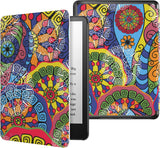MoKo Case for 6.8" Kindle Paperwhite (11th Generation-2021) and Kindle Paperwhite Signature Edition, Light Shell Cover with Auto Wake/Sleep for Kindle Paperwhite 2021 E-Reader, Blue & Pink Flower
