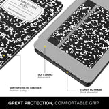 MoKo Case Fits 6" Kindle (10th Generation, 2019 Release), Slim PU Leather Stand Smart Cover Shell with Hand Strap - Notebook Black