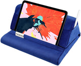 MoKo Tablet Pillow Stand, Soft Bed Pillow Holder Xmas Gift for up to 11" Pad, Fits iPad 10.2"(9th Gen), New iPad Mini 6 8.3" Air 4/3, iPad Pro 11/10.5/9.7, Mini 5 4, Galaxy Tab S6/S7 11", Blue