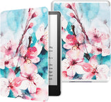 MoKo Case for 6.8" Kindle Paperwhite (11th Generation-2021) and Kindle Paperwhite Signature Edition, Light Shell Cover with Auto Wake/Sleep for Kindle Paperwhite 2021 E-Reader, Blue & Pink Flower