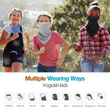 MoKo Kids Bandana Face Mask with Filter Pocket Ear Loops, 3 Pack Neck Gaiter Balaclava for Cycling Gator for Boys Girls