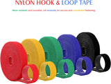 MoKo Cable Ties Reusable, 5 Rolls Fastening Tape with Hook and Loop Nylon Cable Straps Organizer, 30 Foot Wire Cord Tape Fastening Straps for Cable Management TV, Computer, Home/Office - 5PCS x 2M