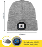 MoKo LED Beanie Hat with Light, Unisex Winter Knitted Warm Hands Free Headlamp Cap for Running Hiking Night Lighted Hat Men Women (Batteries NOT included), Gray