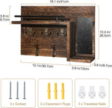 MoKo Wooden Key Holder, Mail Holder Organizer Wall Mounted Rustic Wooden Entryway Key Hooks Coat Bag Organizer with 5 Sturdy Hooks, Home Decor for Hallway, Entryway, Mudroom, Bathroom, Brown