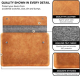 MoKo Laptop Sleeve Fits MacBook Pro M1 Pro/M1 Max 16.2 2021 MacBook Pro 16” /15.4", Surface Book 2 15", Surface Laptop 3 15", HP Chromebook 14, Felt and PU Leather Case Bag with Pocket, Gray&Brown