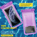 MoKo Waterproof Phone Pouch Holder Floating 2-Pack, IPX8 Glitter Waterproof Case Dry Bag Compatible for iPhone 13/13 Pro Max/iPhone 12 Mini/12 Pro Max 11 Pro Max/X/Xs Max/8/7/6/SE 3, Galaxy S20/S21