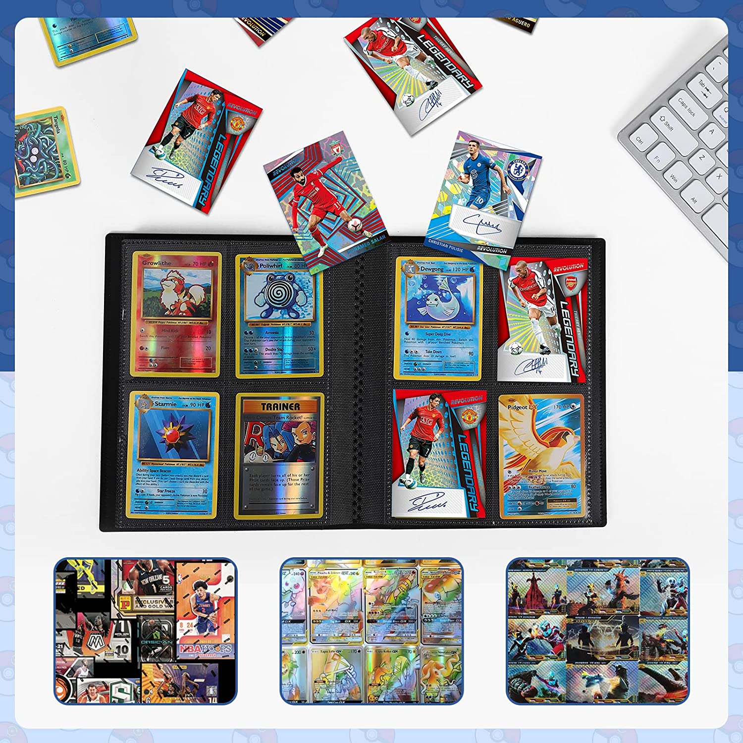 MoKo 4 Pocket Trading Card Binder, Card Protectors Binder Sheet Storag Mokodirect MoKo 4 Pocket Trading Card Binder, Card Protectors Binder Sheet Storag Mokodirect