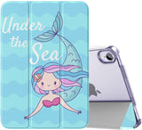 MoKo Case Fit New iPad Mini 6 2021 (6th Generation, 8.3-inch) - Slim Lightweight Hard Clear Back Shell Stand Cover with Translucent Frosted Back Protector, with Auto Wake/Sleep, Sky Blue