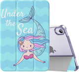 MoKo Case Fit New iPad Mini 6 2021 (6th Generation, 8.3-inch) - Slim Lightweight Hard Clear Back Shell Stand Cover with Translucent Frosted Back Protector, with Auto Wake/Sleep, Marble Gold Purple