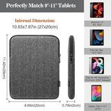 MoKo 9-11 Inch Tablet Sleeve Bag, Wool and Polyester Pouch Cover Case Fits Tab S8 11", iPad Pro 11 2021-2018, iPad 9/8/7th Gen 10.2, iPad Air 4 10.9, iPad Air 3 10.5, iPad 9.7, Black & Gray