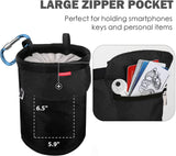 MoKo Chalk Bag, Drawstring Rock Climbing Chalk Bag Bouldering Chalk Bag Bucket with Adjustable Belt & Zippered Pockets and Carabiner for Rock Climbing Weight Lifting Gymnastics Crossfit