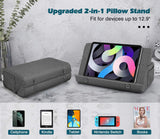 MoKo Tablet Pillow Holder, Foldable Soft Pillow Tablet Stand Up to 12.9", Sofa Throw Pillow for Xmas Gift, eReader, Fit for iPad 9 2021, iPad mini 6, iPad Pro 12.9(5th Gen)/11,Galaxy Tab S7, Dark Gray