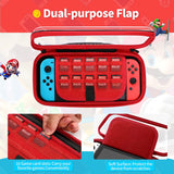 MoKo Carrying Case for Nintendo Switch OLED Model 2021/Switch, Protective Cover Case Hard Shell Travel Bag with 10 Game Card Slot Compatible with Nintendo Switch OLED Accessories, Black & Red
