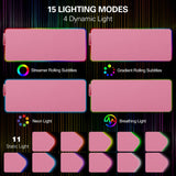 MoKo RGB Gaming Mouse Pad, Large Extended Glowing Led Mousepad with 15 Lighting Modes and USB 2.0 Port, Non-Slip Rubber Base Computer Keyboard Pad Mat for Gamer, 32.09 x 12 x 0.16 Inch - Cherry Pink