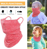 MoKo Kids Neck Gaiter Face Mask, 3 Pack Scarf Bandana Mask with Ear Loops UV Sun Protection Outdoors Balaclava for Girls Boys