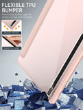 MoKo Case Fits Samsung Galaxy Tab S8 + 12.4 2022 (SM-X800/X806) / Tab S7 FE 12.4-Inch 2021 / Tab S7 Plus 12.4 2020 with S-Pen Holder, Transparent Back Tablet Cover with Auto-Wake, Rose Gold