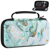 MoKo Carrying Case for Nintendo Switch OLED Model 2021/Nintendo Switch, Hard Shell Portable Travel Carry Case w/10 Game Card Slots Compatible with Nintendo Switch Console & Accessories, Marble Green