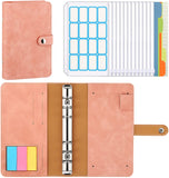 MoKo Budget Binder with Zipper Envelopes,A5 Binder Notebook PU Leather Money Organizer for Cash with 12 Pockets,15 Labels,3 Colors Page Markers,4 Tabbed Binder Dividers & Loose Leaf Ruled Papers,Gray