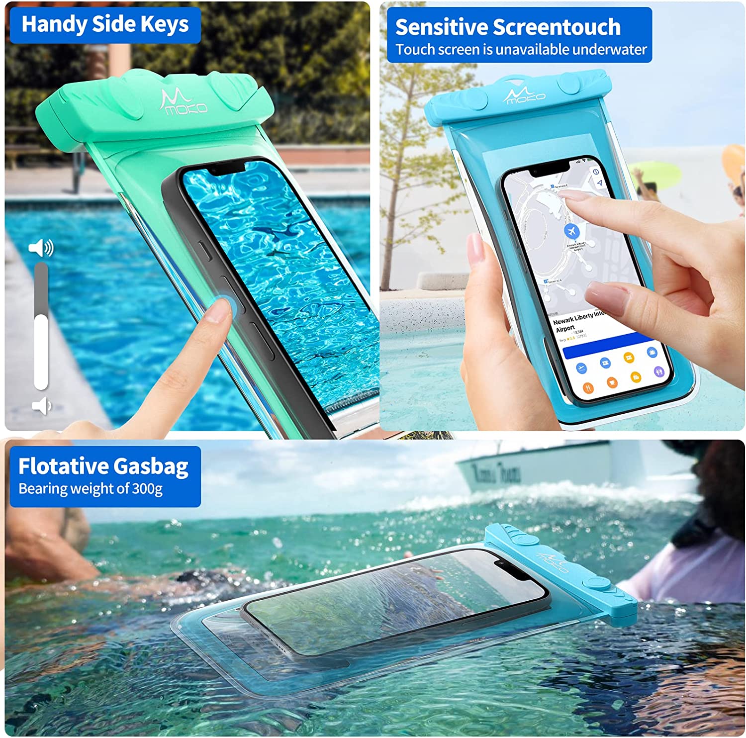 MoKo Floating Waterproof Phone Case Holder 2 Pack, IPX8 Phone Pouch La – Mokodirect MoKo Floating Waterproof Phone Case Holder 2 Pack, IPX8 Phone Pouch La – Mokodirect