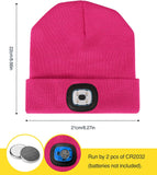 MoKo LED Beanie Hat with Light, Unisex Winter Knitted Warm Hands Free Headlamp Cap for Running Hiking Night Lighted Hat Men Women (Batteries NOT included), Magenta