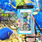 MoKo Waterproof Phone Pouch, Underwater Cellphone Case Dry Bag with Lanyard Armband Compatible with iPhone 11/11 Pro Max, X/Xs/Xr/Xs Max/SE 3, 8/7/6 Plus, Samsung S10/S9/S8 Plus, A10E,Note 10,SkyBlue