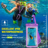 MoKo Waterproof Phone Pouch Holder Floating 2-Pack, IPX8 Glitter Waterproof Case Dry Bag Compatible for iPhone 13/13 Pro Max/iPhone 12 Mini/12 Pro Max 11 Pro Max/X/Xs Max/8/7/6/SE 3, Galaxy S20/S21
